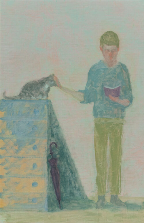 Morten Tofte - Cat & reading man - 2022 - oil on canvas